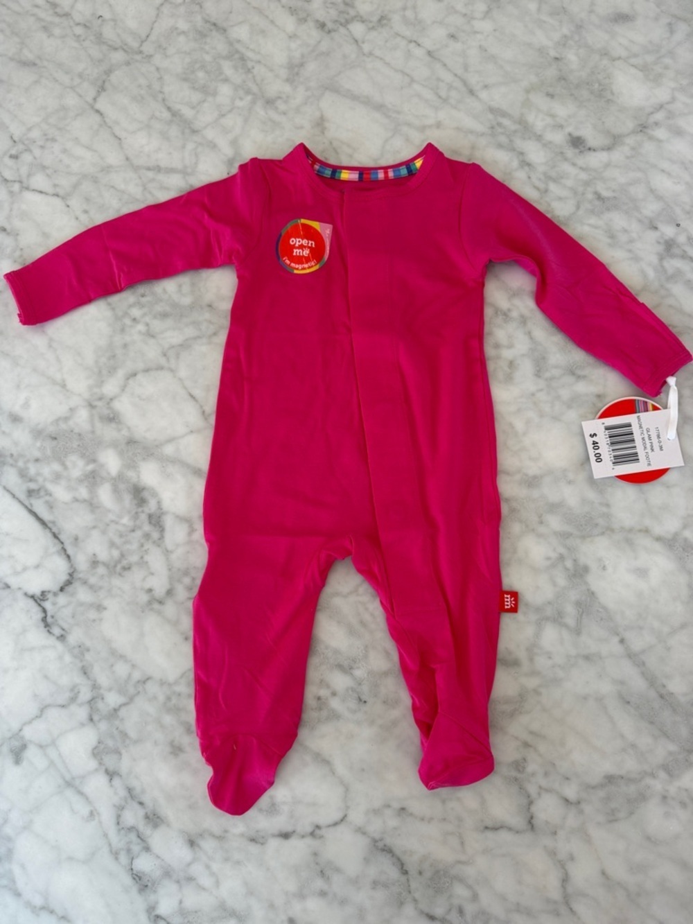 NWT Magnetic Me Modal Bright Hot Pink Footed One-Piece 0/3M